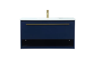 36 inch Single bathroom vanity in blue