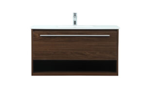 36 inch Single bathroom vanity in walnut