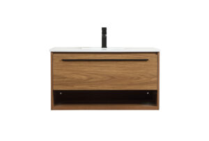 36 inch Single bathroom vanity in walnut brown