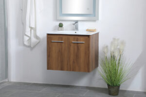 24 inch  Single Bathroom Floating Vanity in Walnut Brown