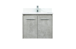 24 inch Single bathroom vanity in concrete grey with backsplash