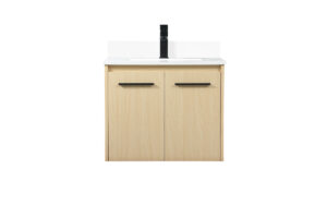 24 inch Single bathroom vanity in maple with backsplash