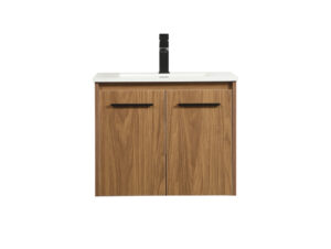 24 inch Single bathroom vanity in walnut brown