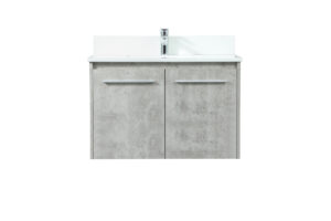 30 inch Single bathroom vanity in concrete grey with backsplash