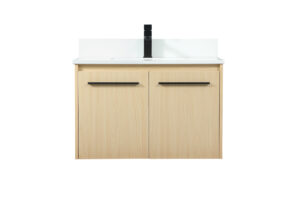 30 inch Single bathroom vanity in maple with backsplash