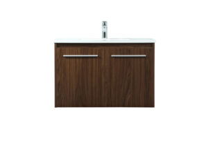 30 inch Single bathroom vanity in walnut