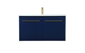 36 inch Single bathroom vanity in blue