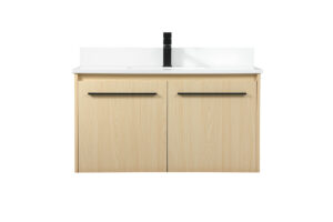 36 inch Single bathroom vanity in maple with backsplash