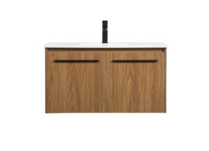 36 inch Single bathroom vanity in walnut brown