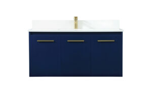 40 inch Single bathroom vanity in blue with backsplash
