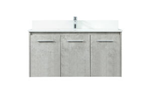 40 inch Single bathroom vanity in concrete grey with backsplash