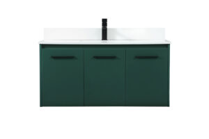 40 inch Single bathroom vanity in green with backsplash