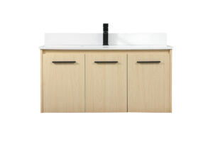40 inch Single bathroom vanity in maple with backsplash