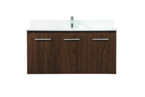40 inch Single bathroom vanity in walnut with backsplash