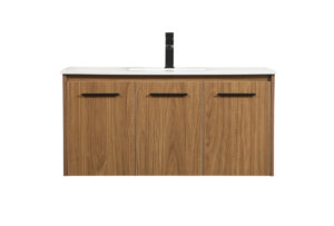 40 inch Single bathroom vanity in walnut brown