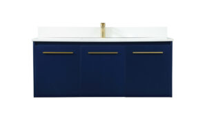 48 inch Single bathroom vanity in blue with backsplash