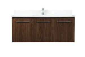48 inch Single bathroom vanity in walnut with backsplash