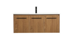 48 inch Single bathroom vanity in walnut brown