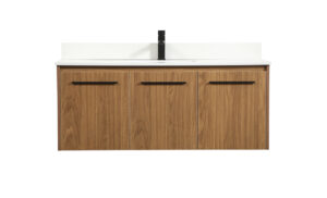 48 inch Single bathroom vanity in walnut brown with backsplash