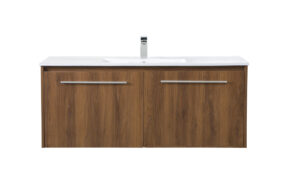 48 inch  Single Bathroom Floating Vanity in Walnut Brown