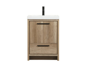 24 inch Single bathroom vanity in natural oak