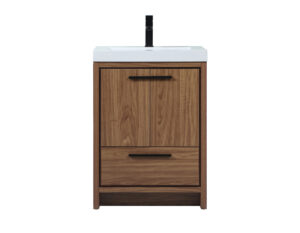 24 inch Single bathroom vanity in walnut brown
