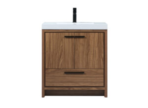 30 inch Single bathroom vanity in walnut brown