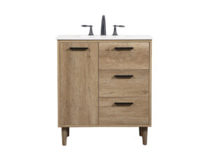 30 inch Single bathroom vanity in natural oak
