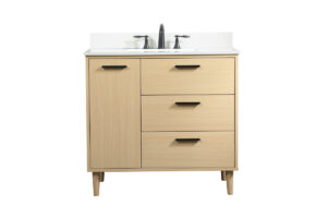 36 inch bathroom vanity in Maple with backsplash