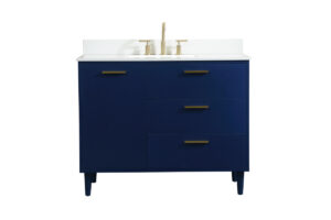 42 inch bathroom vanity in Blue with backsplash