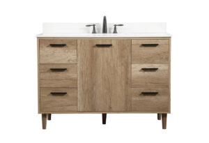 48 inch Single bathroom vanity in natural oak with backsplash
