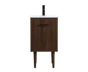 18 inch Single bathroom vanity in walnut