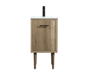 18 inch Single bathroom vanity in natural oak