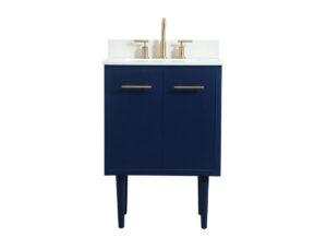 24 inch Single bathroom vanity in blue with backsplash