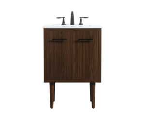 24 inch Single bathroom vanity in walnut