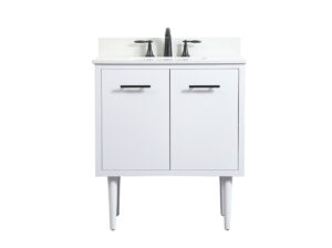 30 inch Single bathroom vanity in white with backsplash