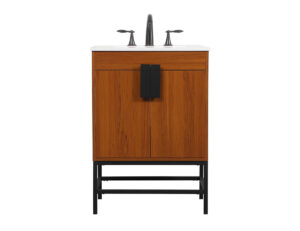 24 inch Single bathroom vanity in teak