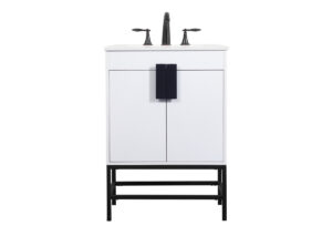 24 inch Single bathroom vanity in white