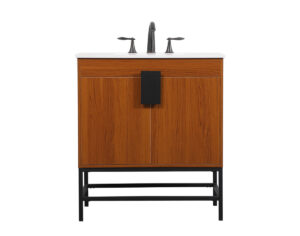 30 inch Single bathroom vanity in teak