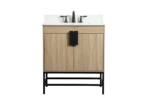30 inch Single bathroom vanity in mango wood with backsplash