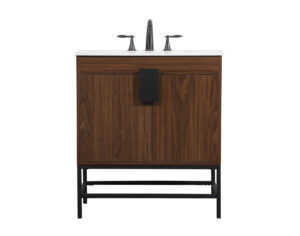 30 inch Single bathroom vanity in walnut