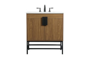 30 inch Single bathroom vanity in walnut brown