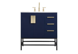 32 inch Single bathroom vanity in blue
