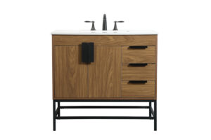 36 inch Single bathroom vanity in walnut brown