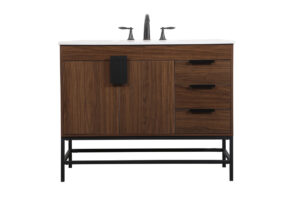42 inch Single bathroom vanity in walnut