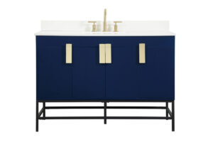 48 inch Single bathroom vanity in blue with backsplash