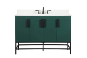 48 inch Single bathroom vanity in green with backsplash