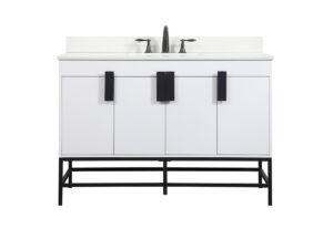 48 inch Single bathroom vanity in white with backsplash
