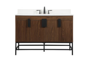 48 inch Single bathroom vanity in walnut with backsplash