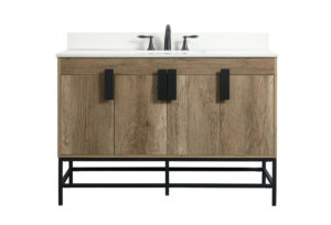 48 inch Single bathroom vanity in natural oak with backsplash